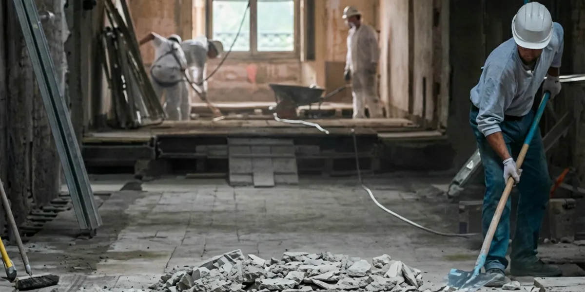 fire damage restoration professionals performing structural cleanup and restoration after a fire in Peoria, IL