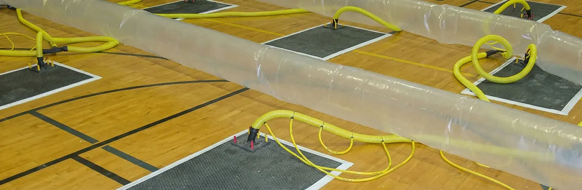 water clean up drying system set up to remove moisture and prevent further damage in Peoria, IL